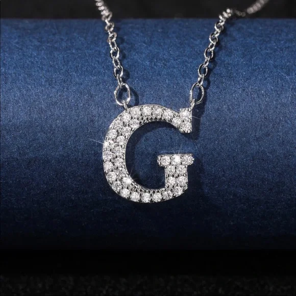 New 925 Silver Initial Letter Diamond Necklaces - Picture 11 of 16